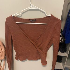 Crop top long sleeve v neck